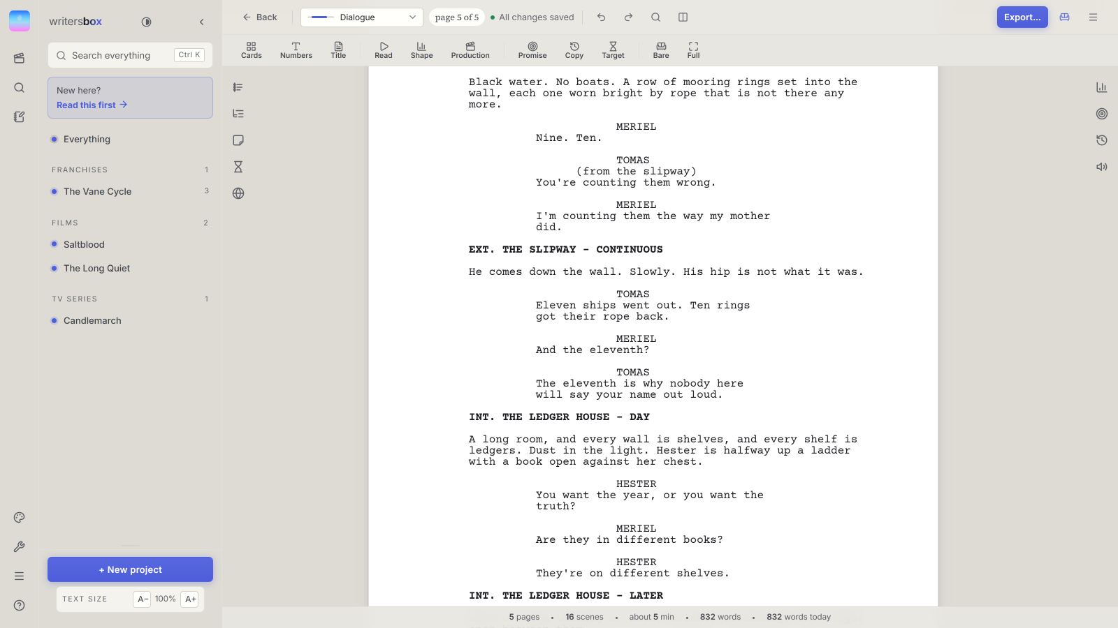 WritersBox in the light theme.